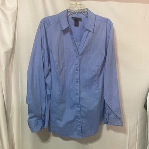 Lane Bryant 26 blue on blue herringbone pattern blouse shaped worn once euc